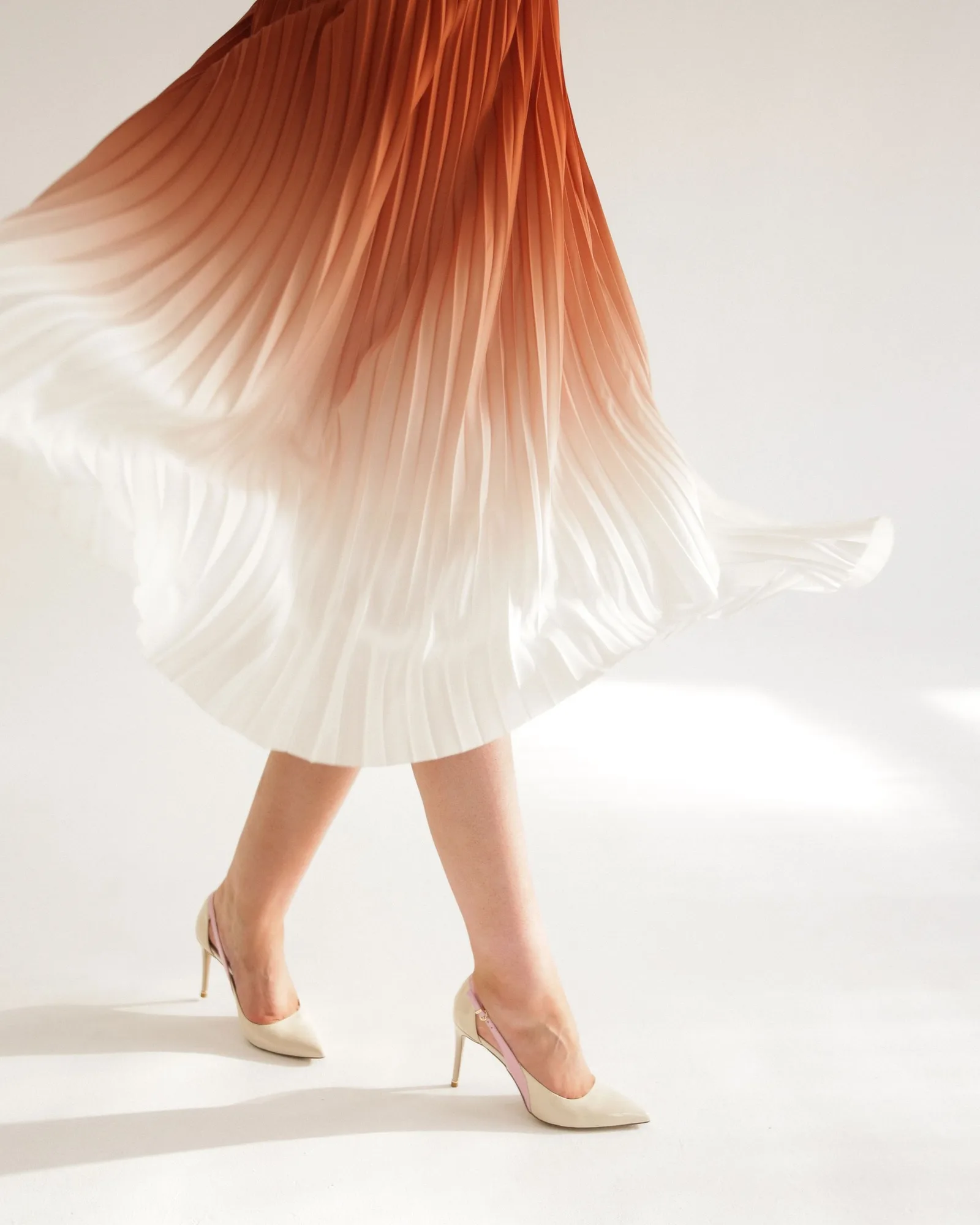 rust ombre pleated skirt